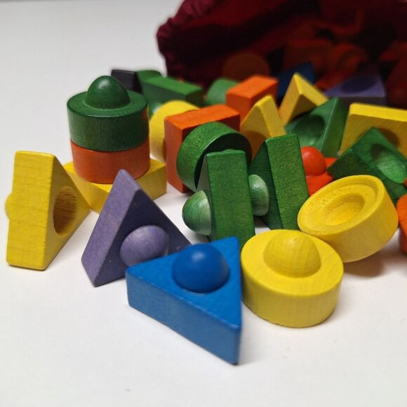 Quirky Replacemsmt Pieces Wooden Colored Family Games America Stacking Shapes - Picture 2 of 6